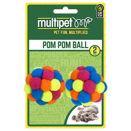 Multipet Multipet Assorted Pom Pom Ball Cat Toy 2 pk 20234